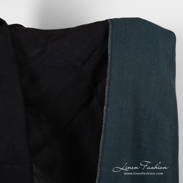 Double-sided linen fabric in blue and black colors
