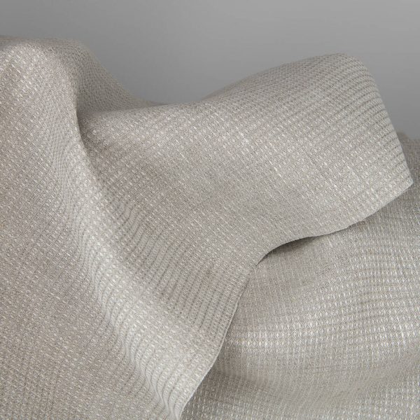 Linen fabric made from grey (natural linen) and white yarns