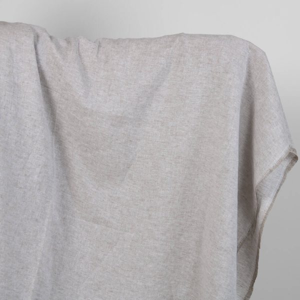 Washed linen cotton fabric greyish brown melange