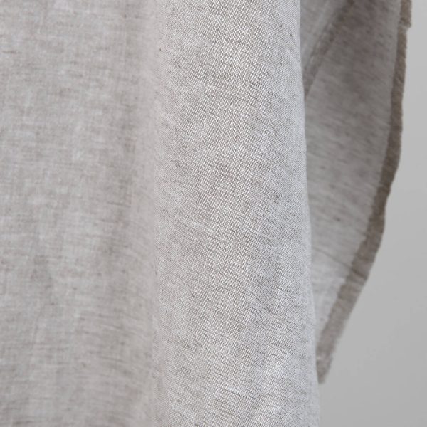 Washed linen cotton fabric greyish brown melange edge