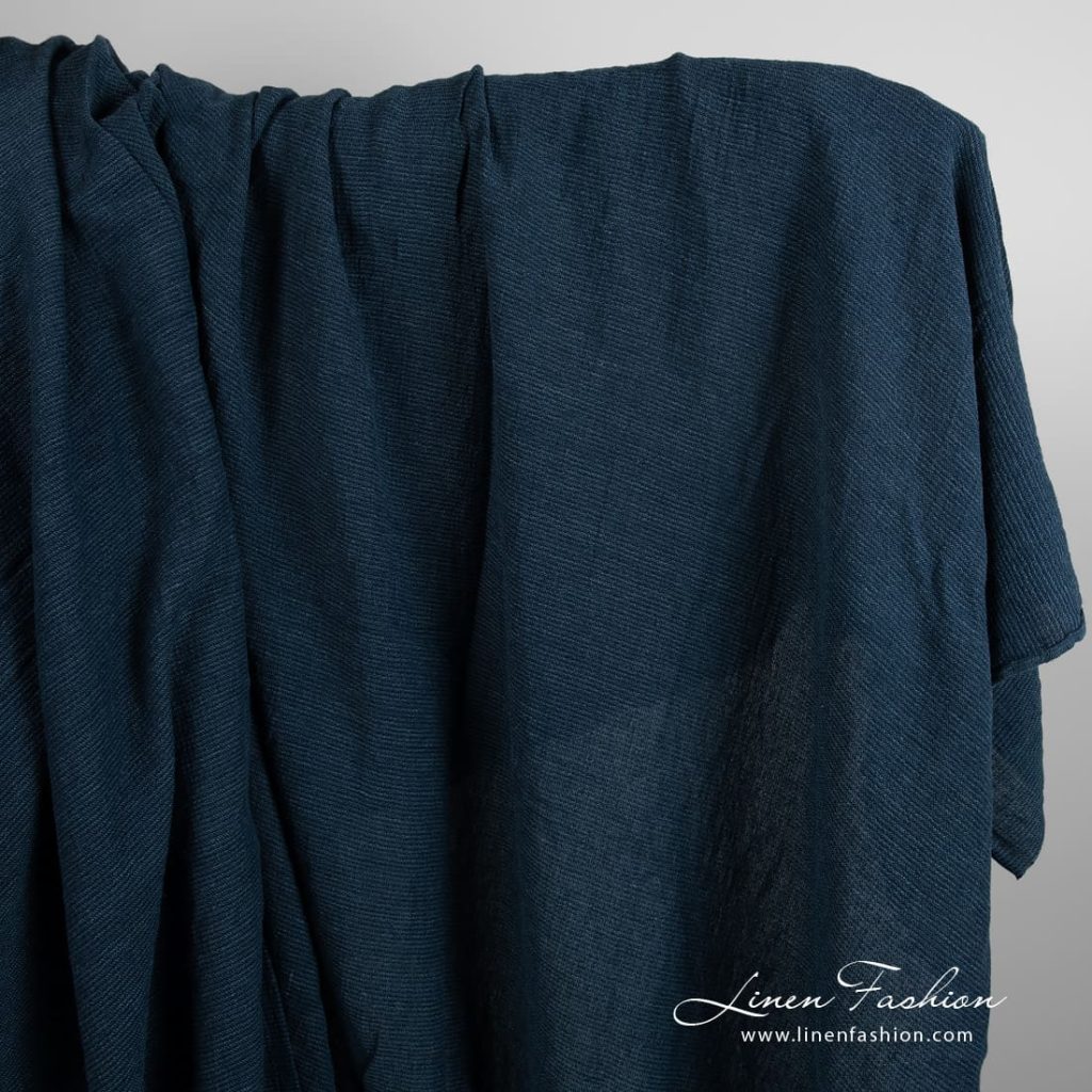 Wide linen cotton fabric in blue