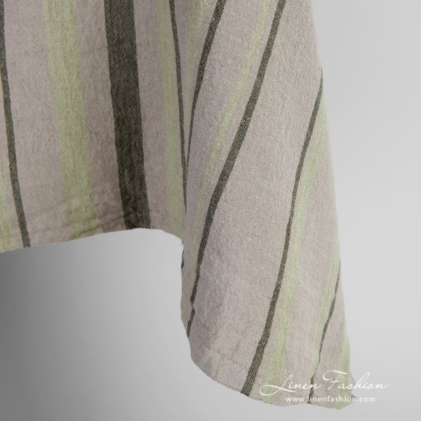 Wide linen cotton fabric with vertical stripes