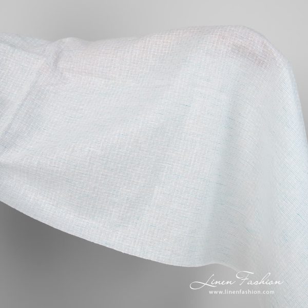 Linen cotton fabric blueish white pattern