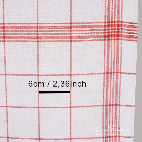 Linen fabric in red checks, perfect for kitchen towels