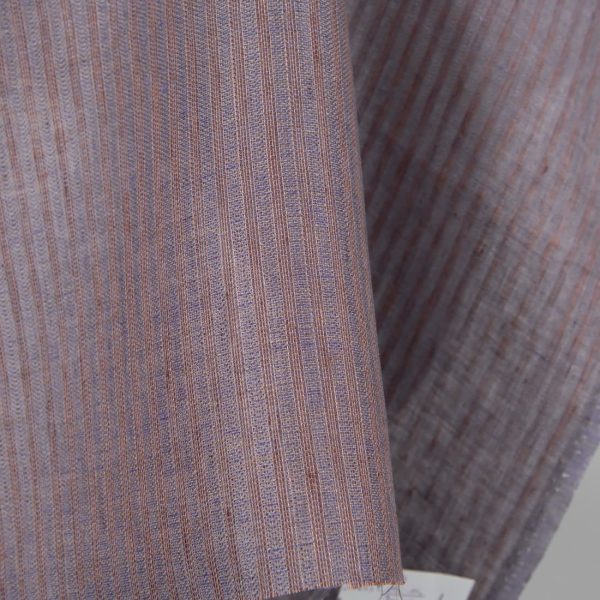 Linen fabric brown and blue stripes product photo