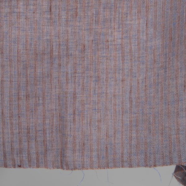 Linen fabric brown and blue stripes edge