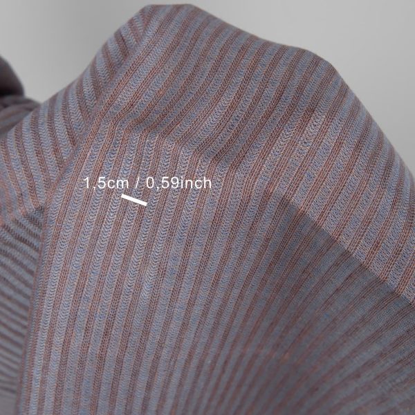 Linen fabric brown and blue stripes with measurements