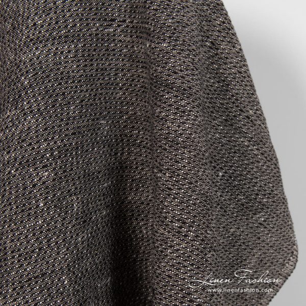 Linen cotton black fabric dobby pattern