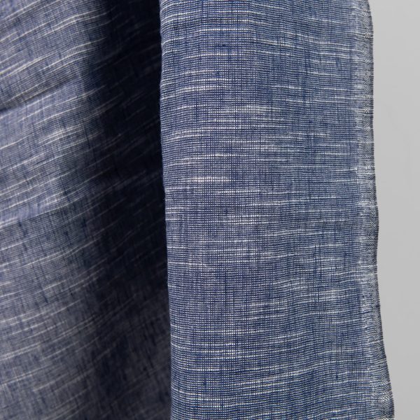 linen cotton washed blue fabric, striped