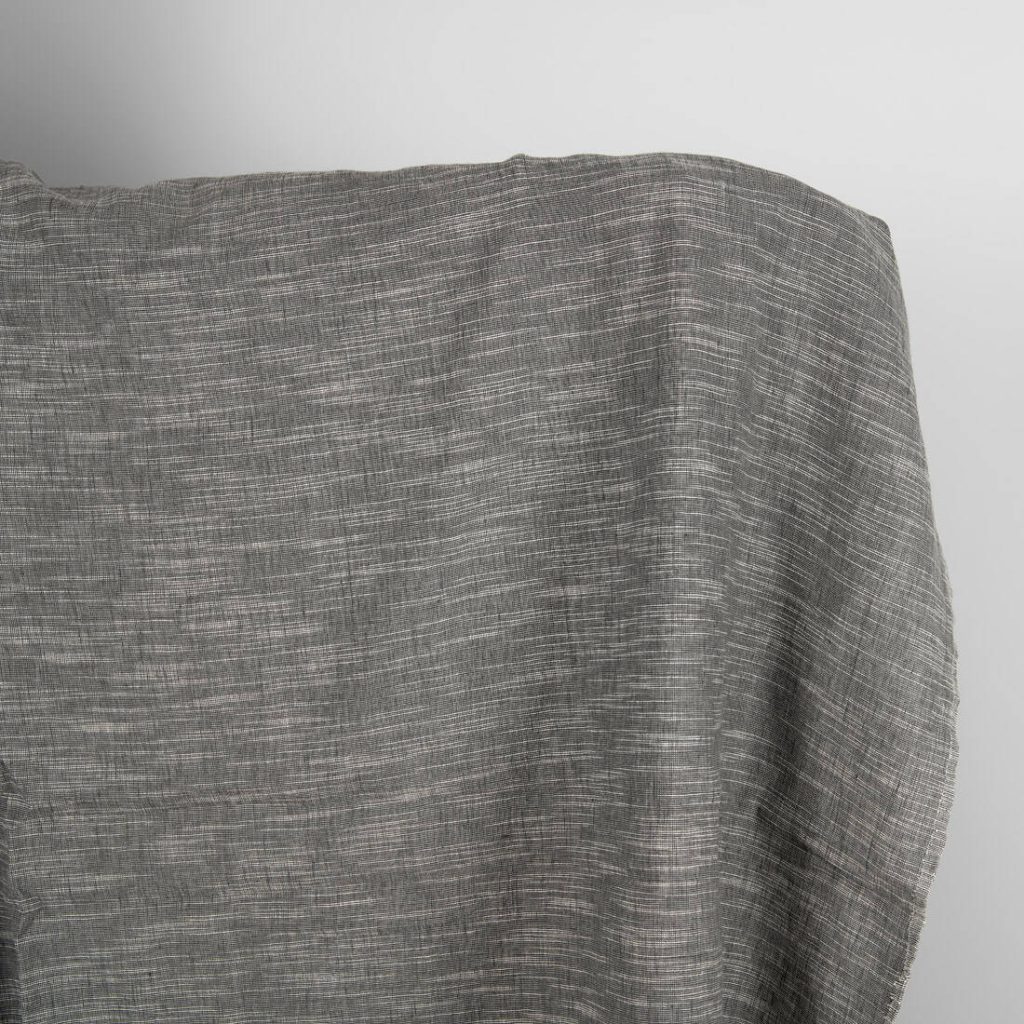 Dark grey linen blend fabric washed