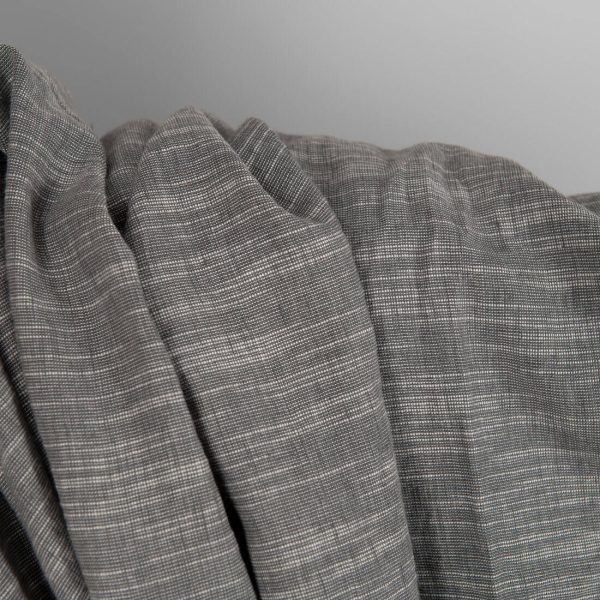 Dark grey linen blend fabric washed texture