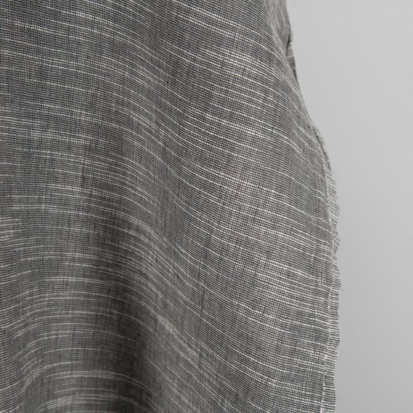 Dark grey linen blend fabric washed edge