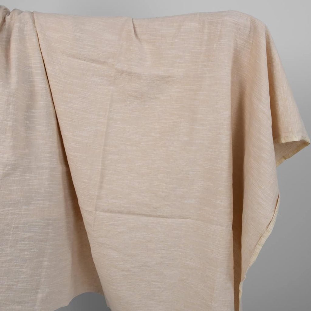 Washed linen cotton fabric yellowish pink colour