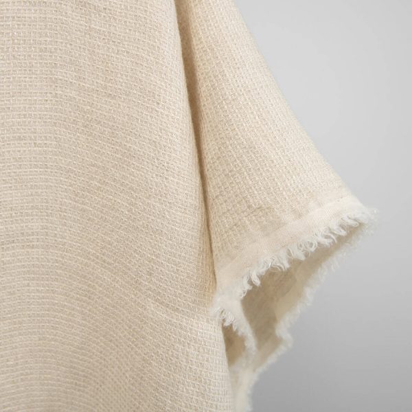 linen wool waffle sand fabric, washed