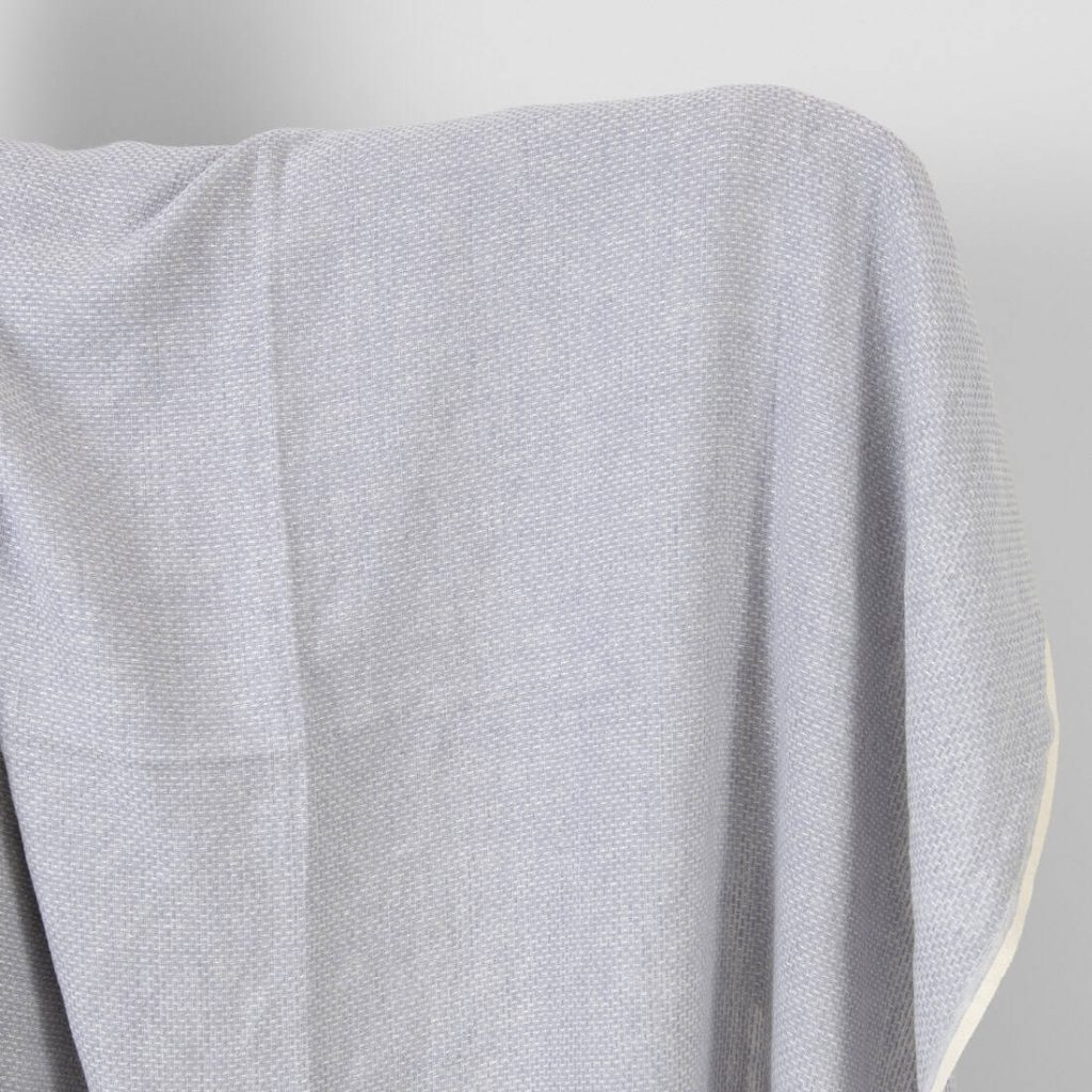 Washed linen wool fabric violet and white small pattern