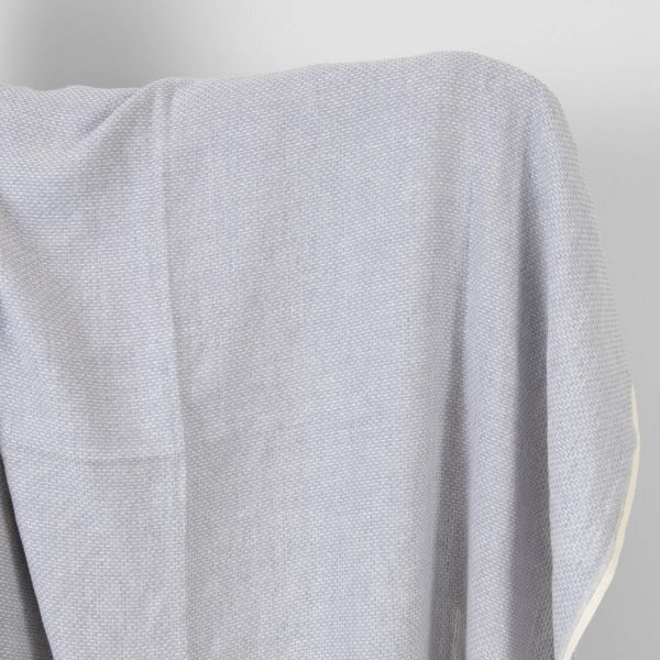 Washed linen wool fabric violet and white small pattern