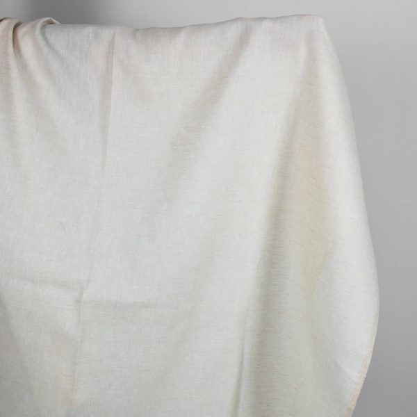 Linen wool fabric white beige herringbone