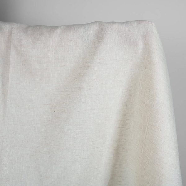 Linen wool fabric white beige herringbone product photo