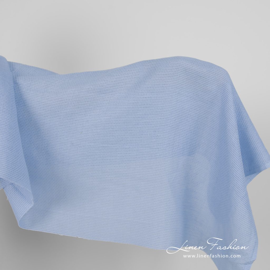 Linen cotton fabric light blue honeycomb