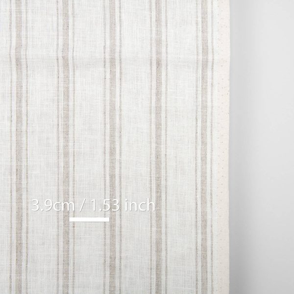 Narrow off-white linen fabric, with stripes