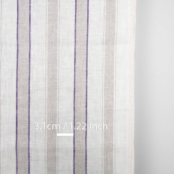 Narrow striped off-white linen fabric