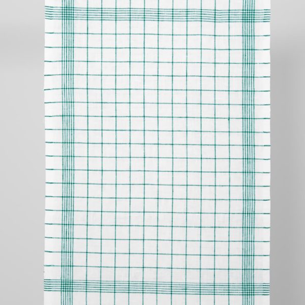 linen narrow fabric green checks