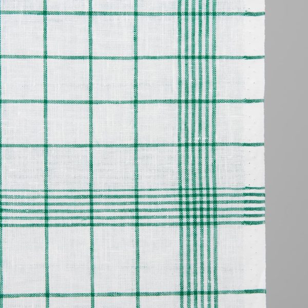 linen narrow fabric green checks for towels