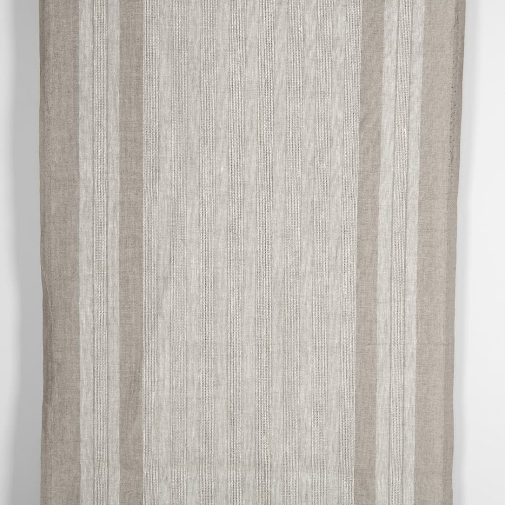Narrow linen fabric natural beige with stripes