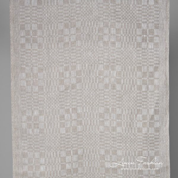 Linen fabric in grey checks