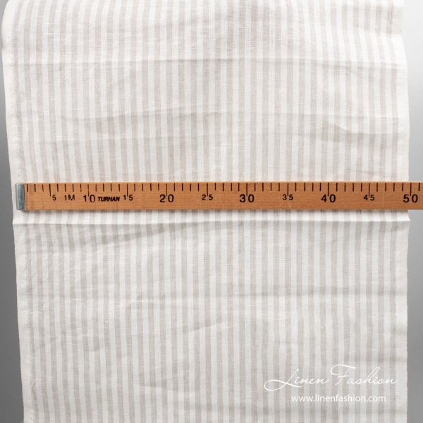 White/natural color stripes, narrow linen fabric