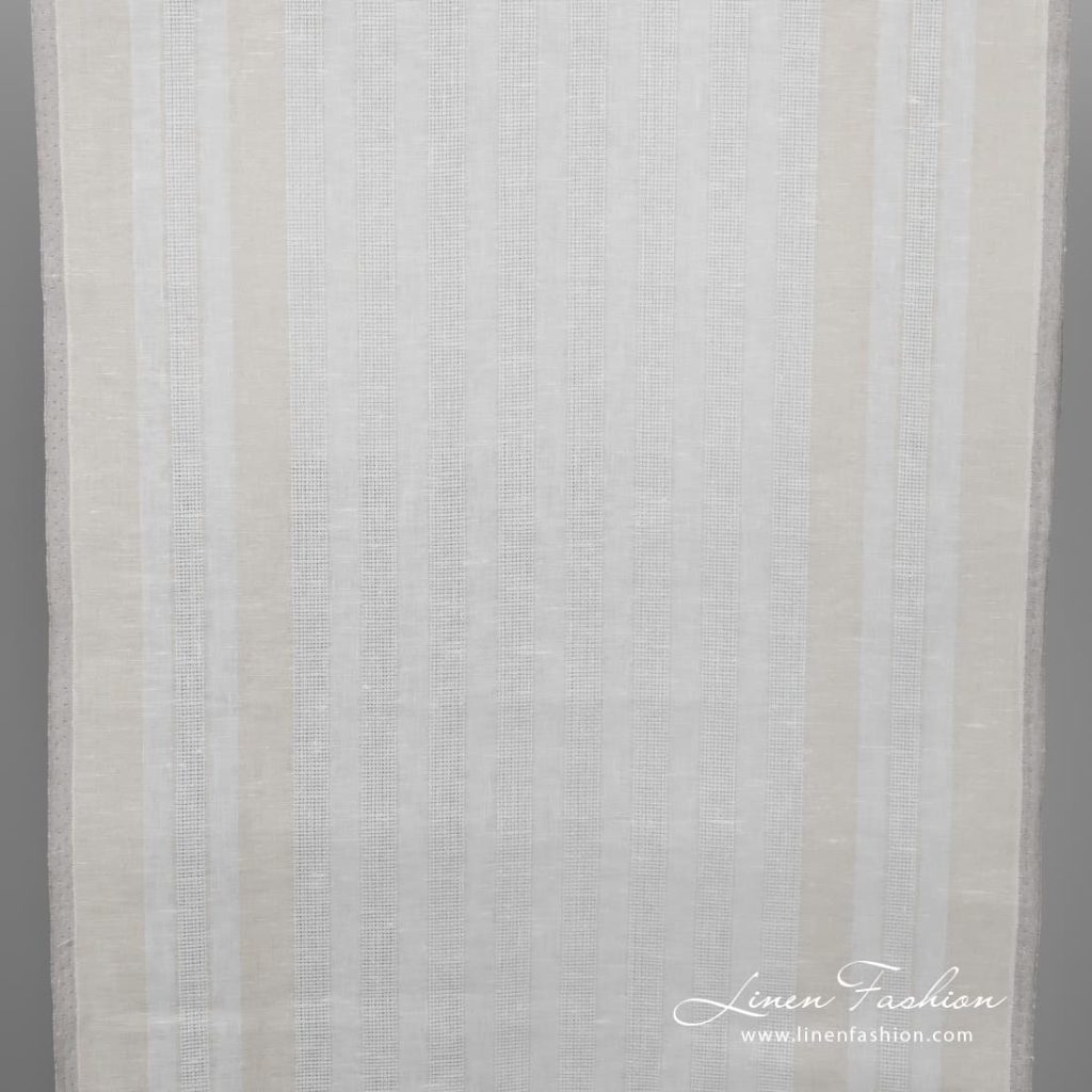 Narrow linen fabric in off white colour.