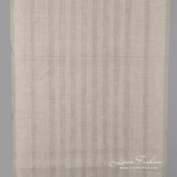 Linen fabric in natural flax colour with stripes.