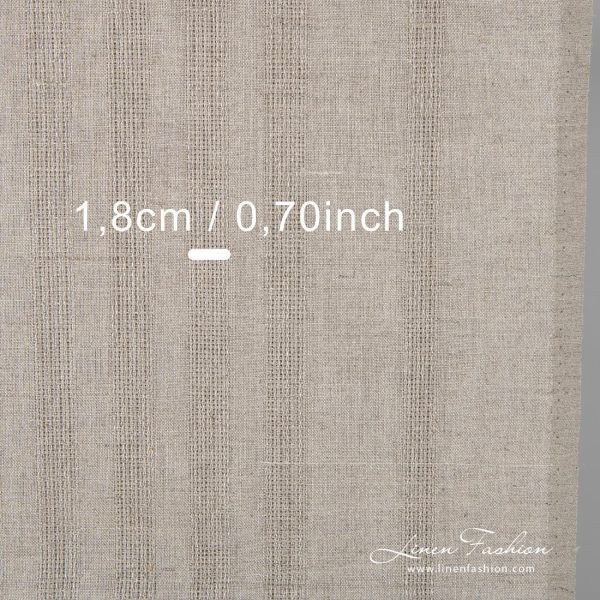 Striped linen fabric in natural flax colour.