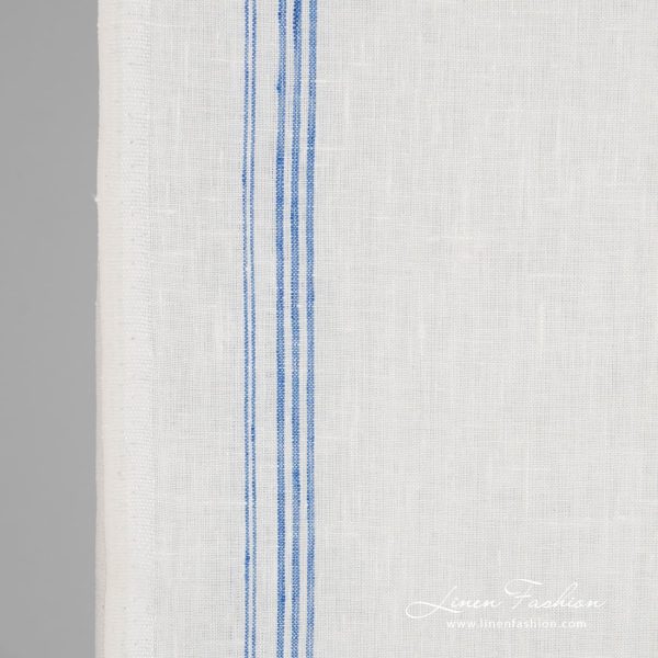 Linen fabric in narrow vertical stripes