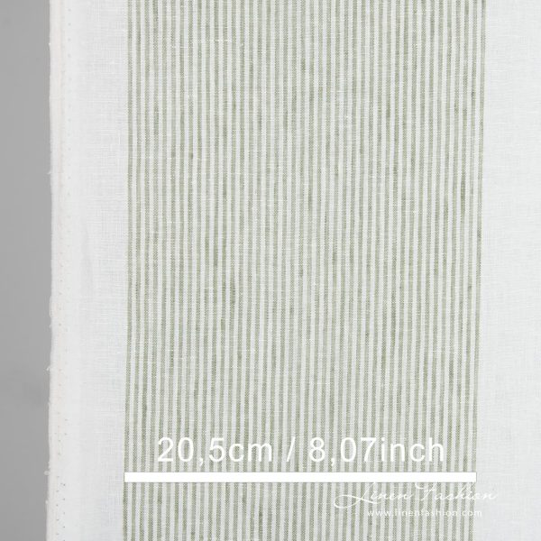White linen fabric with narrow stripes