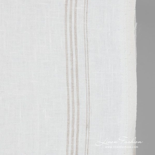 White linen fabric in narrow stripes
