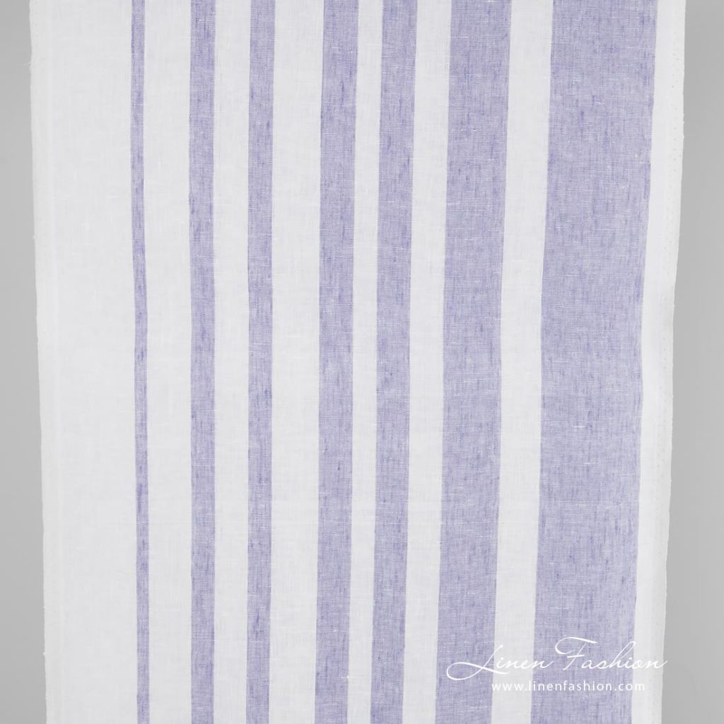 Linen fabric with violet stripes