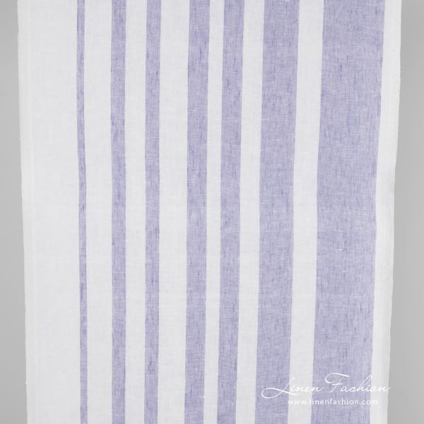 Linen fabric with violet stripes