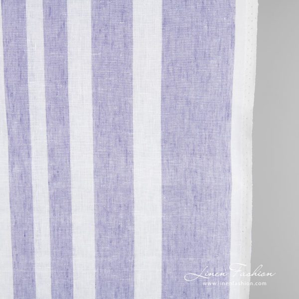 Linen fabric with violet vertical stripes