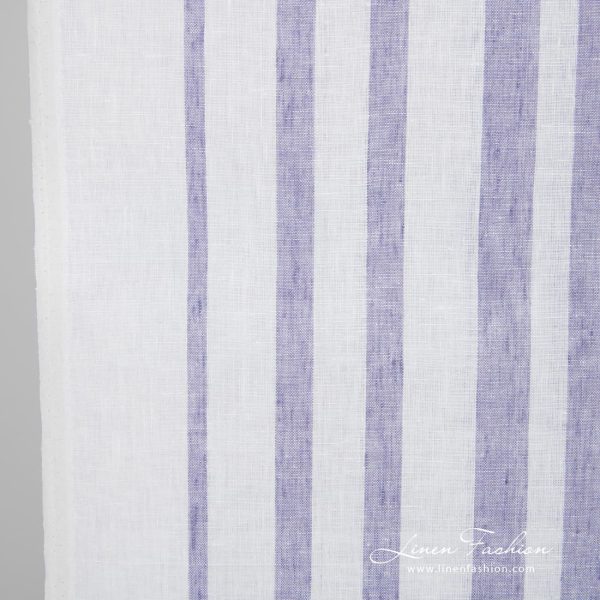 Linen fabric with violet stripes, perfect for kitchen towels