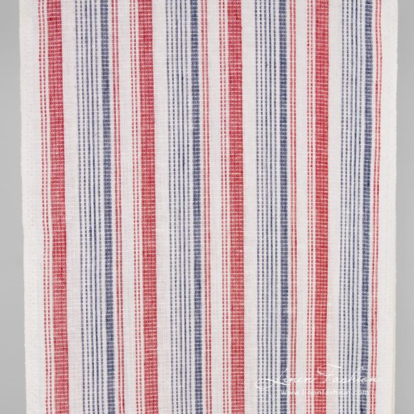 Linen fabric in red and blue stripes