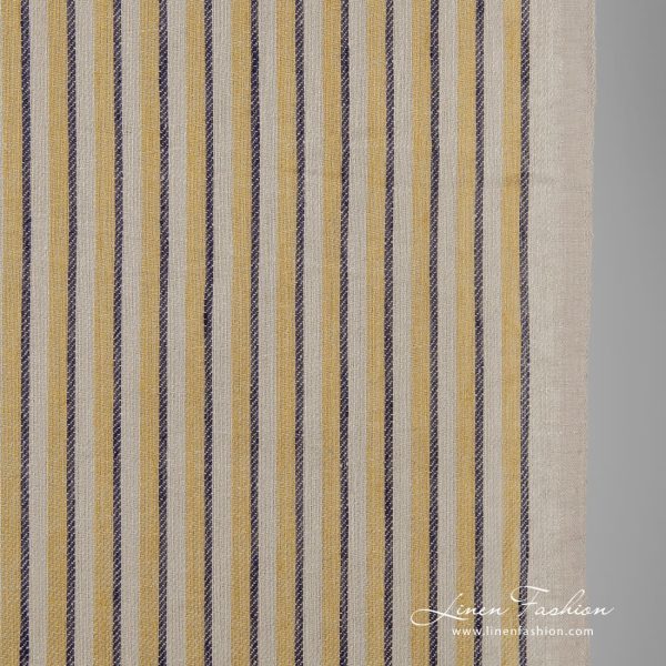 Linen fabric in brown stripes