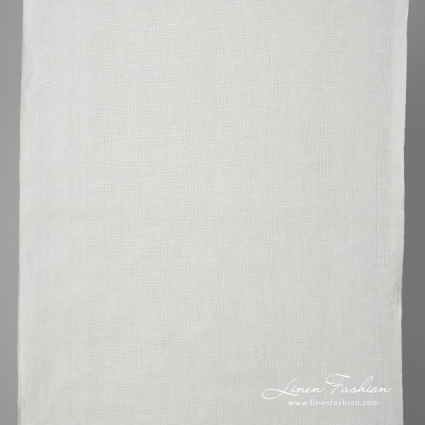 Narrow linen fabric white patterned