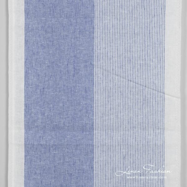 Narrow linen fabric white with blue stripes