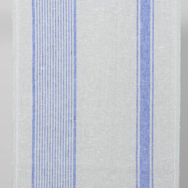 linen towel fabric blue stripes