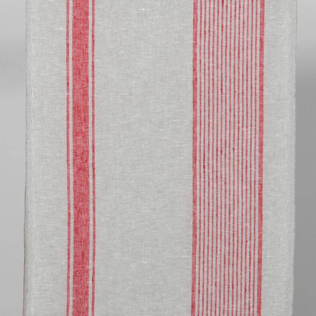 linen towel fabric red stripes