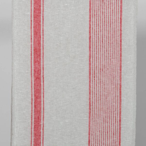 linen towel fabric red stripes