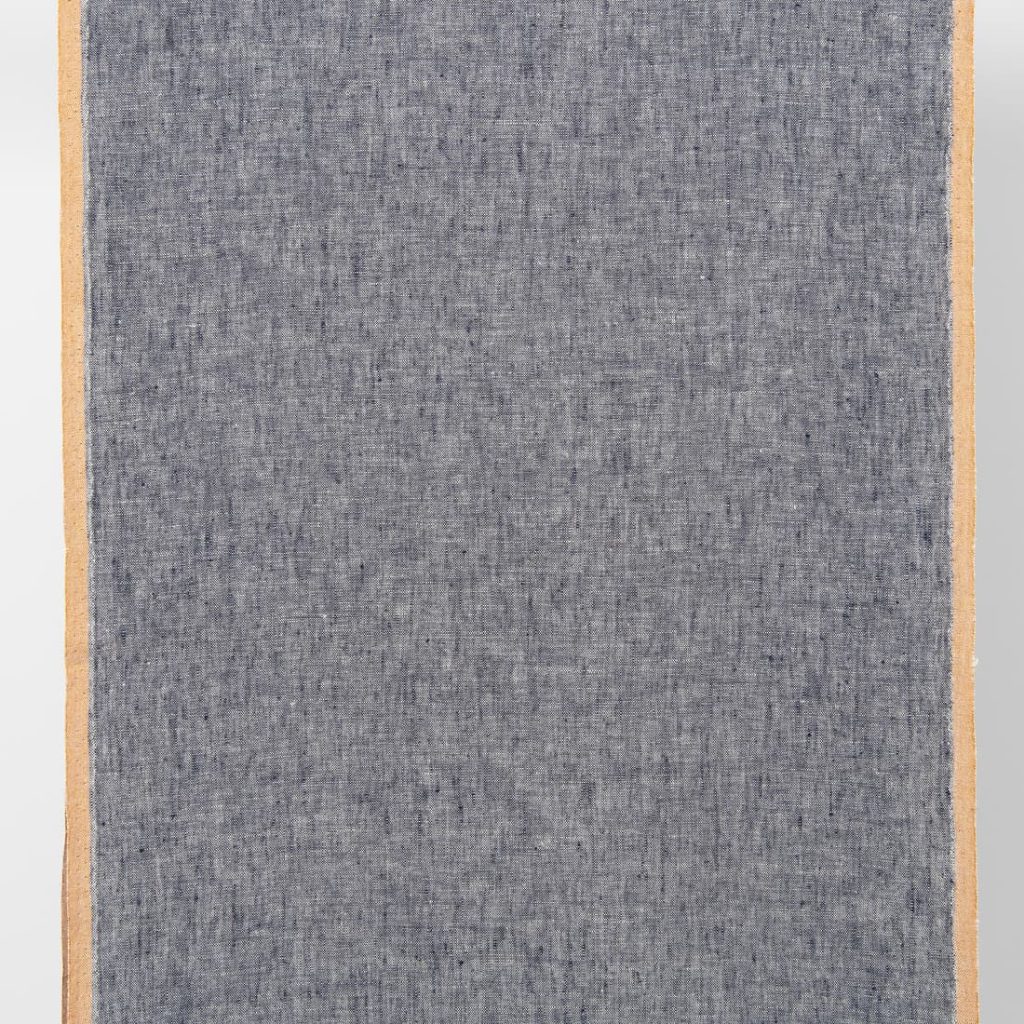 linen towel fabric blue yellow