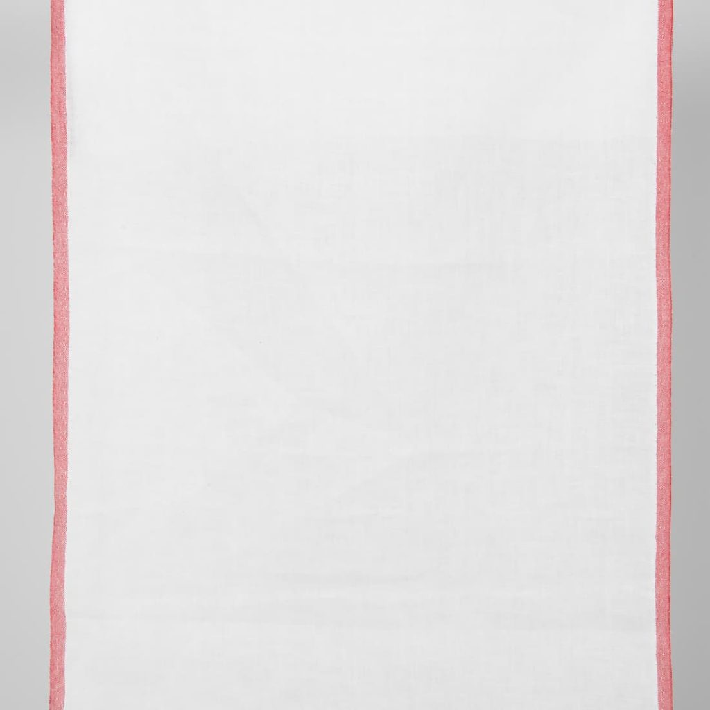 linen towel fabric white with red borders