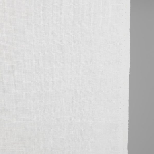 Narrow linen fabric off-white colour close up detail